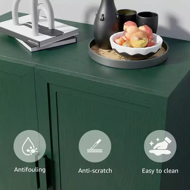 Meuble de rangement autoportant à 4 portes bleu foncé/vert foncé avec étagères réglables, 31"L × 62"/72"H, pour 1