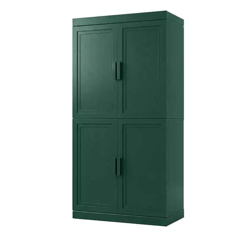 Meuble de rangement autoportant à 4 portes bleu foncé/vert foncé avec étagères réglables, 31"L × 62"/72"H, pour 1