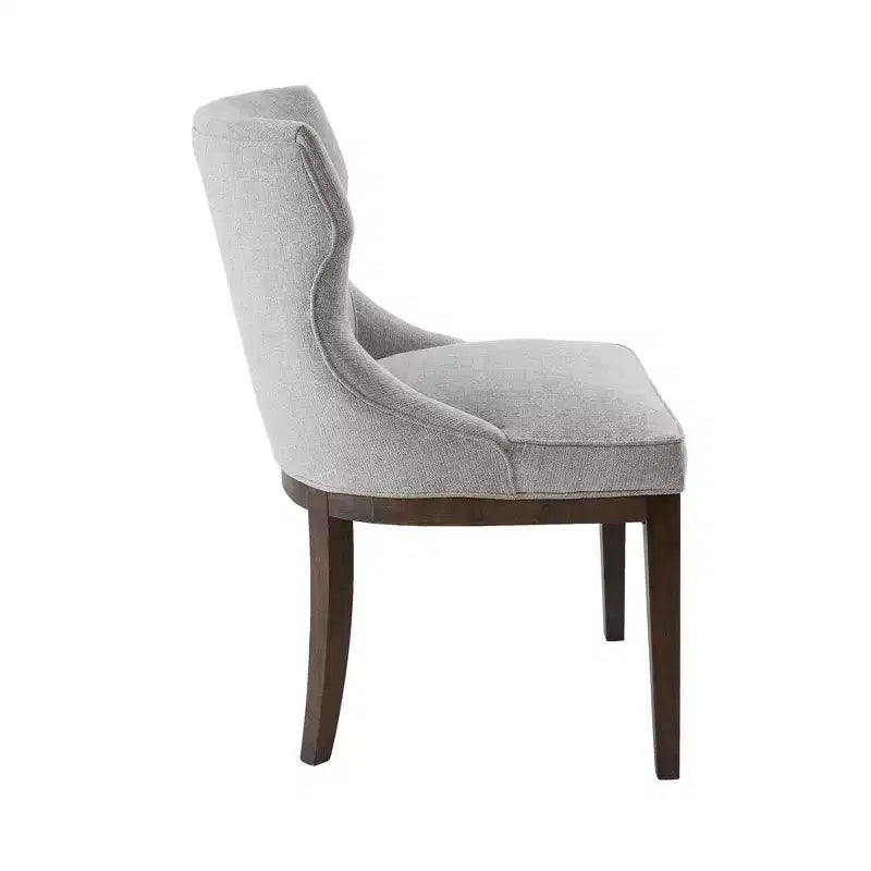 Chaise de salle à manger gris rembourrée sans accoudoirs, dossier bas, lot de 2