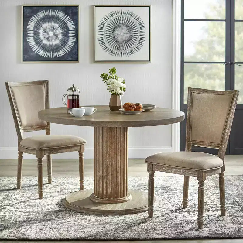 Table à manger ronde sur pied marron – 4 places