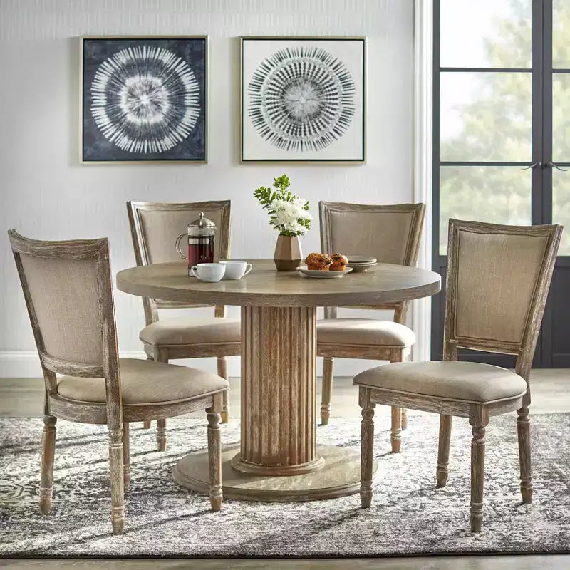 Table à manger ronde sur pied marron – 4 places