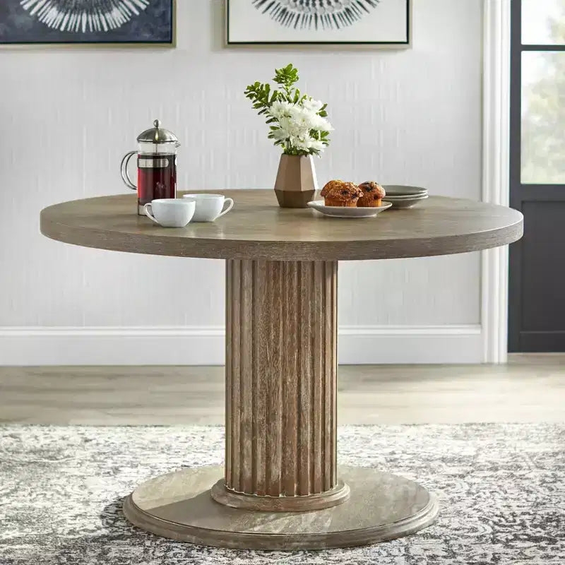 Table à manger ronde sur pied marron – 4 places
