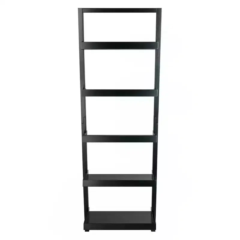 Étagère murale inclinée noire à 5 niveaux – Bibliothèque contemporaine en bois pour 1