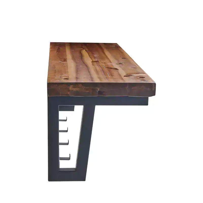 Étagère porte-manteaux en bois marron foncé et métal noir – 5 crochets, 1 personne