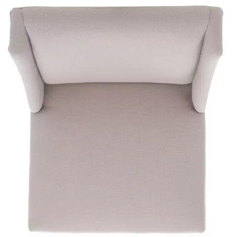 Chaise de salle à manger taupe en lin, sans accoudoirs, dossier haut, garniture cloutée – Lot de 2