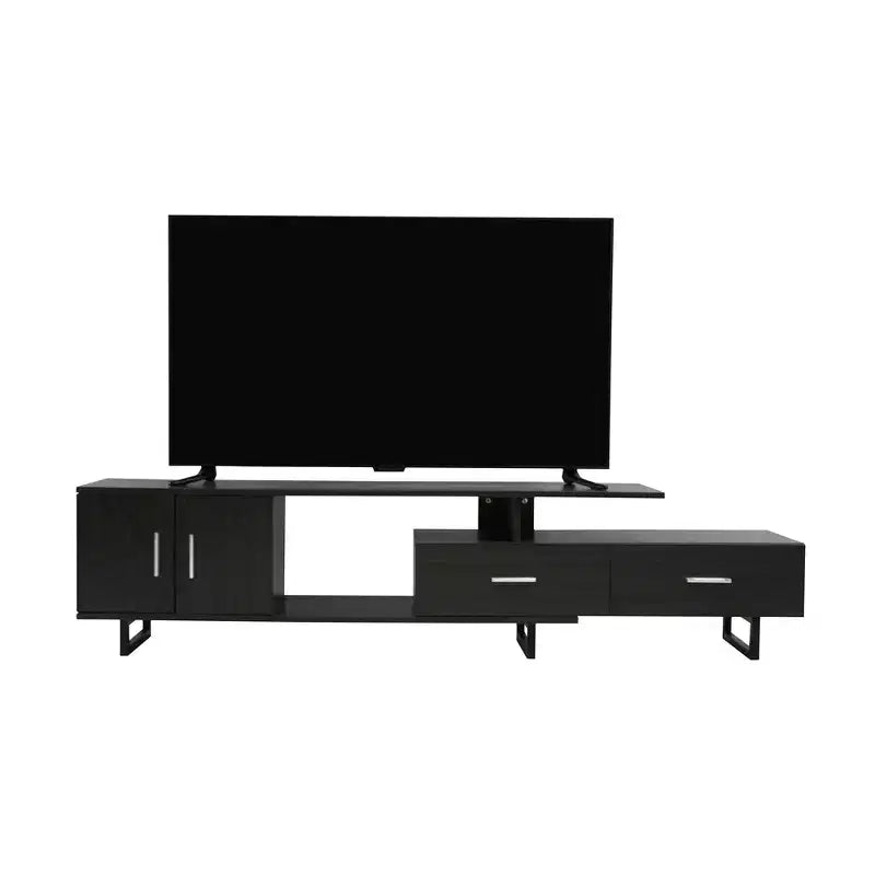 Meuble TV 55" – Moderne du milieu du siècle | Ébène / Chêne / Noyer / Blanc | Convient aux téléviseurs jusqu'à 69"