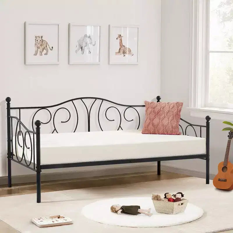 Cadre de lit de repos double en métal – Noir/Blanc/Or/Rose, Canapé et lit, 1 personne