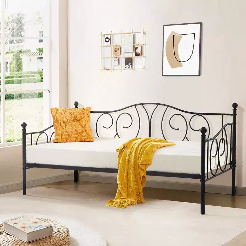 Cadre de lit de repos double en métal – Noir/Blanc/Or/Rose, Canapé et lit, 1 personne