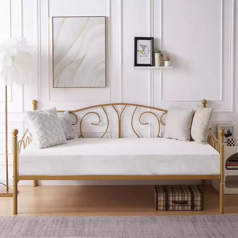 Cadre de lit de repos double en métal – Noir/Blanc/Or/Rose, Canapé et lit, 1 personne