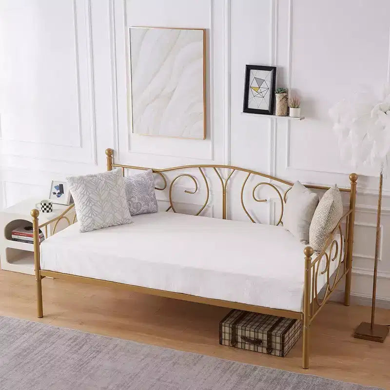 Cadre de lit de repos double en métal – Noir/Blanc/Or/Rose, Canapé et lit, 1 personne
