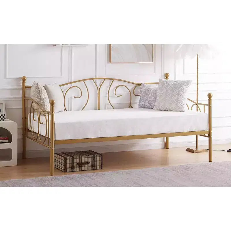 Cadre de lit de repos double en métal – Noir/Blanc/Or/Rose, Canapé et lit, 1 personne