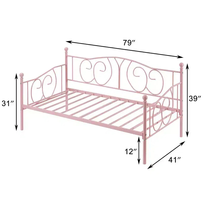 Cadre de lit de repos double en métal – Noir/Blanc/Or/Rose, Canapé et lit, 1 personne