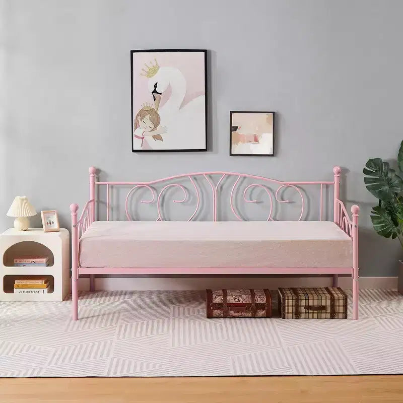 Cadre de lit de repos double en métal – Noir/Blanc/Or/Rose, Canapé et lit, 1 personne