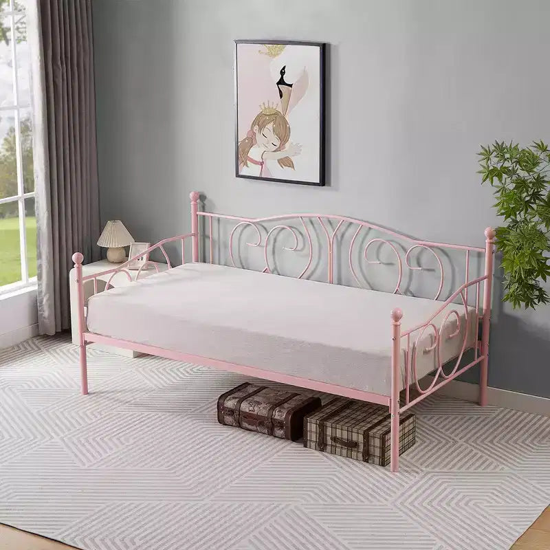 Cadre de lit de repos double en métal – Noir/Blanc/Or/Rose, Canapé et lit, 1 personne