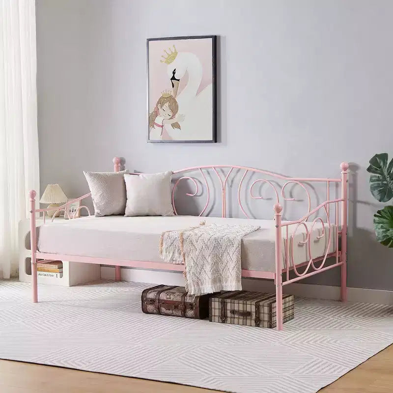 Cadre de lit de repos double en métal – Noir/Blanc/Or/Rose, Canapé et lit, 1 personne