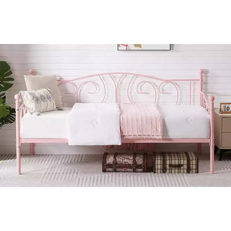 Cadre de lit de repos double en métal – Noir/Blanc/Or/Rose, Canapé et lit, 1 personne