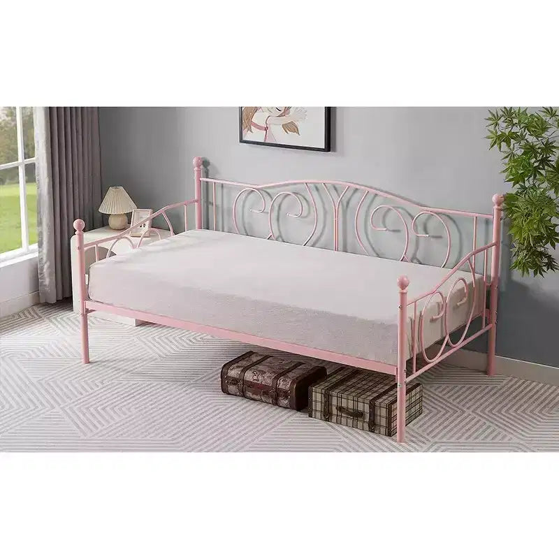 Cadre de lit de repos double en métal – Noir/Blanc/Or/Rose, Canapé et lit, 1 personne