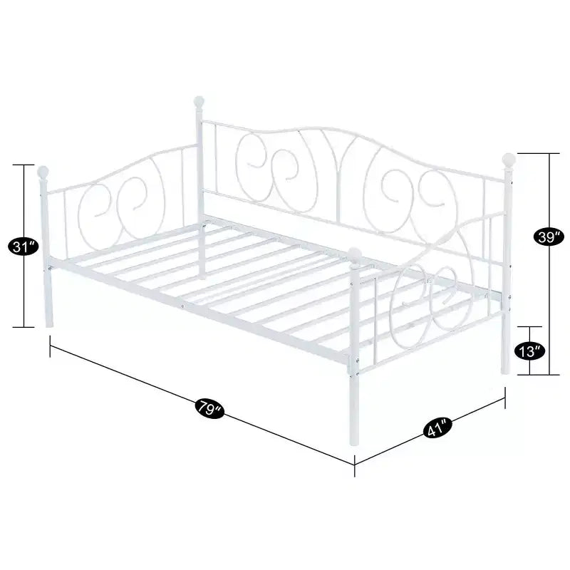Cadre de lit de repos double en métal – Noir/Blanc/Or/Rose, Canapé et lit, 1 personne