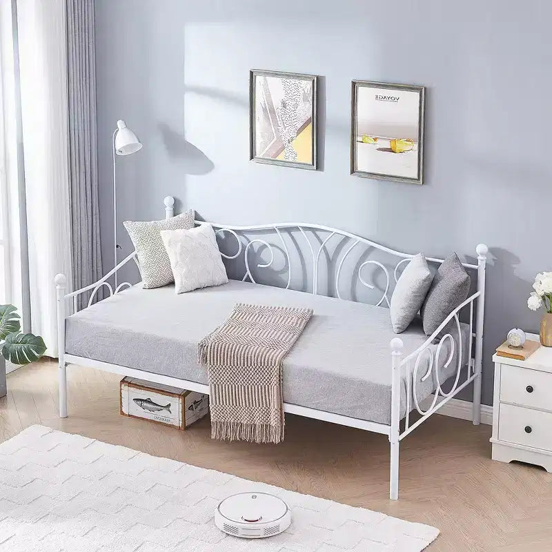 Cadre de lit de repos double en métal – Noir/Blanc/Or/Rose, Canapé et lit, 1 personne