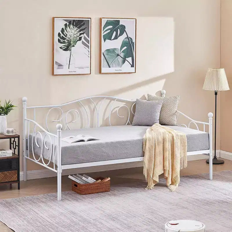 Cadre de lit de repos double en métal – Noir/Blanc/Or/Rose, Canapé et lit, 1 personne