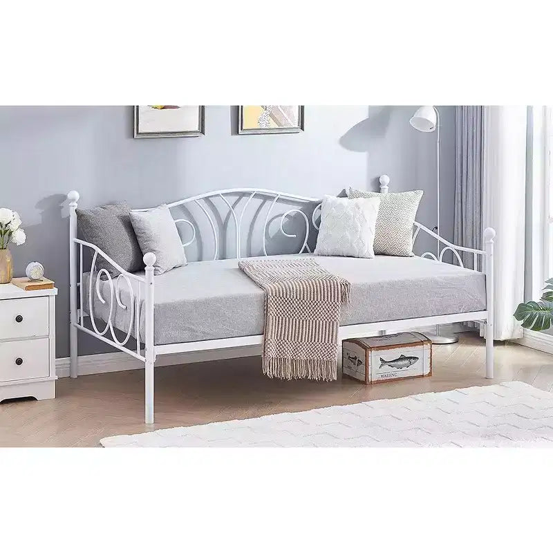 Cadre de lit de repos double en métal – Noir/Blanc/Or/Rose, Canapé et lit, 1 personne