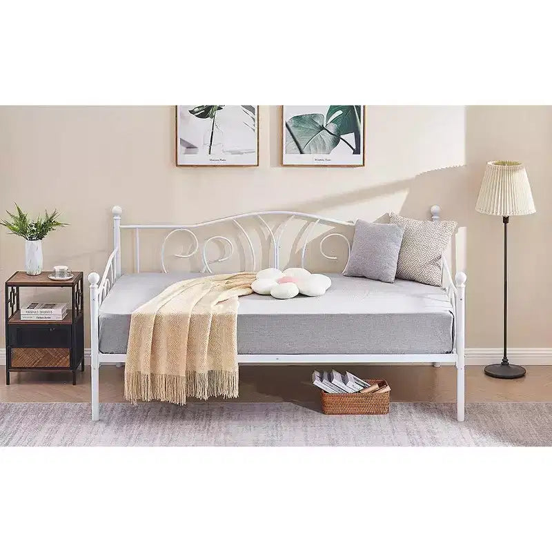 Cadre de lit de repos double en métal – Noir/Blanc/Or/Rose, Canapé et lit, 1 personne