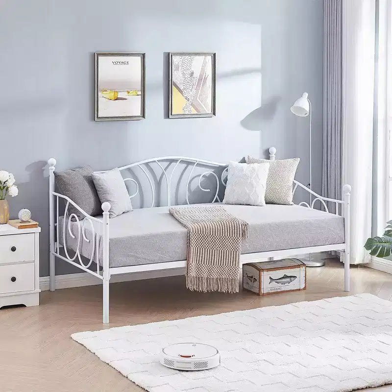 Cadre de lit de repos double en métal – Noir/Blanc/Or/Rose, Canapé et lit, 1 personne